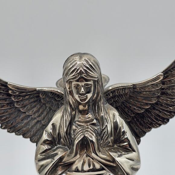 International Silver Company Angel Candle Holder Statue Silver Plated Figurine - Picture 5 of 7
